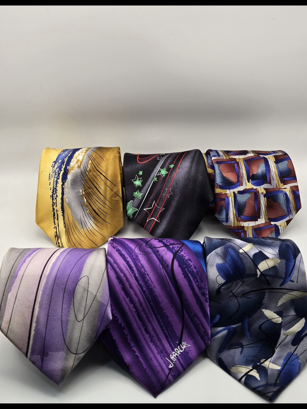 J. Garcia Multi-Pattern Silk Tie Set Of 6